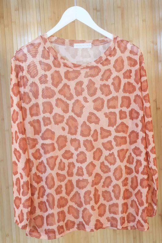 Bobby Mesh Layering Top Leopard Rust